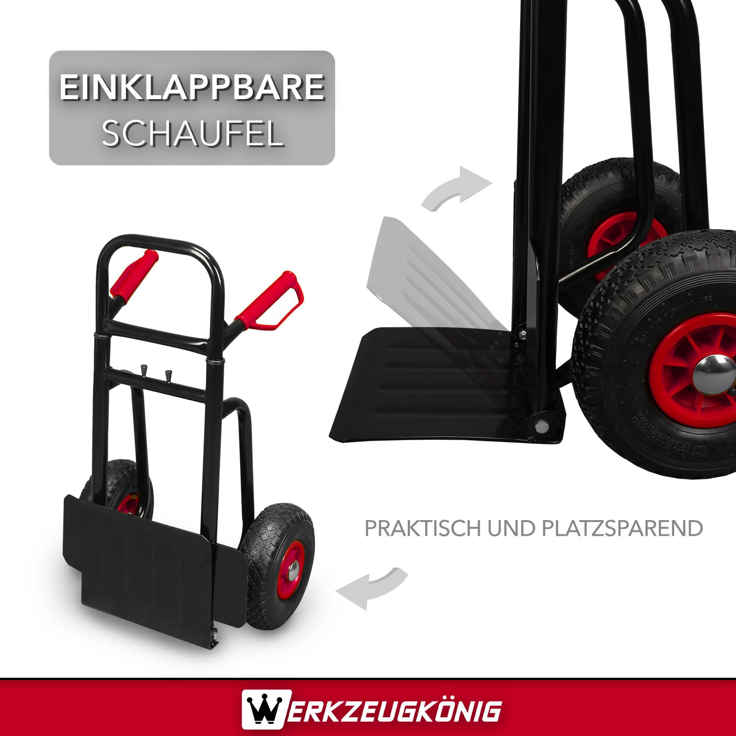 Sackkarre klappbar bis 200kg belastbar höhenverstellbar Stapelkarre mit luftgefüllten Reifen Transportkarre Transportwagen für Lager, Umzug & Einkauf | Stapelkarre mit luftgefüllten Reifen Transportkarre Transportwagen für Lager, Umzug & Einkauf