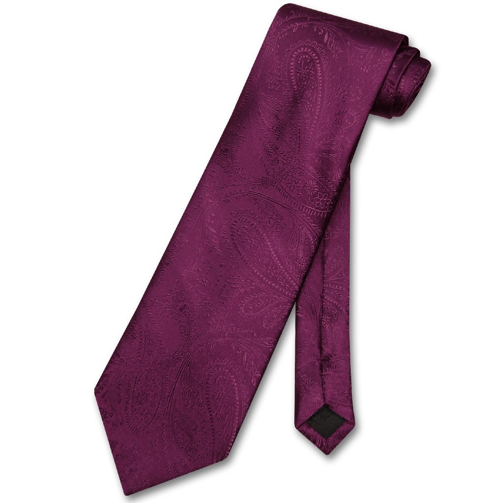 Vesuvio Napoli NeckTie EGGPLANT PURPLE Color Paisley Design Men's Neck Tie