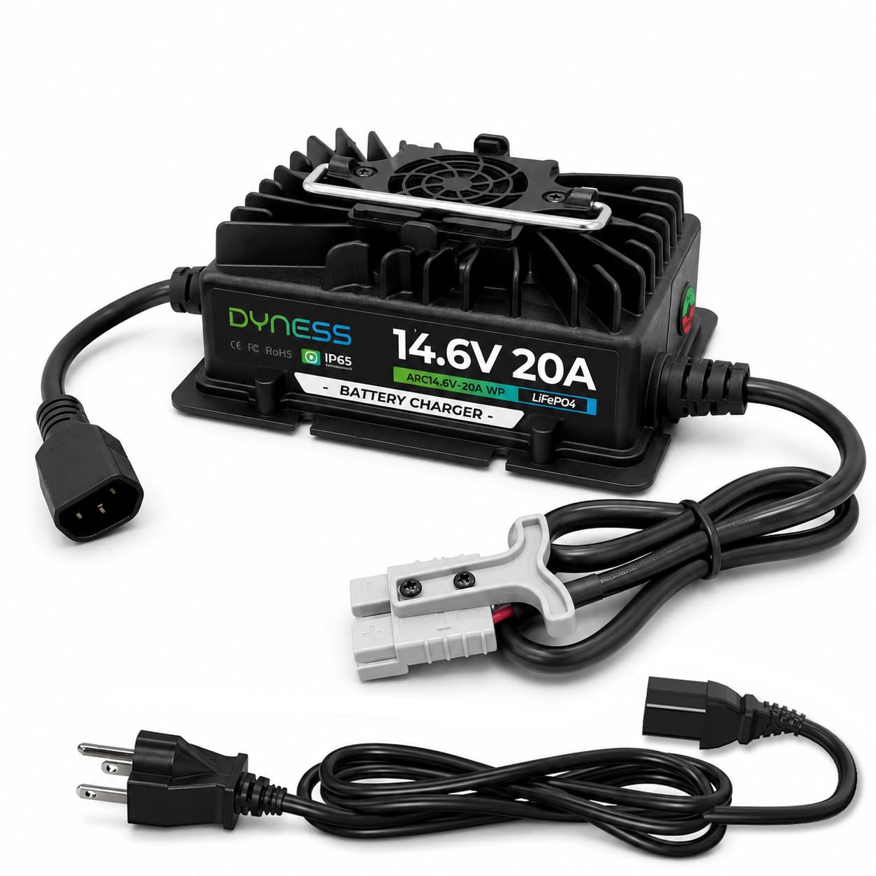Chargeur de batterie au lithium 14,6 V 20 A, chargeur intelligent LiFePO4 étanche avec protection multiple, qualité automobile, pour batteries au lithium 12 V