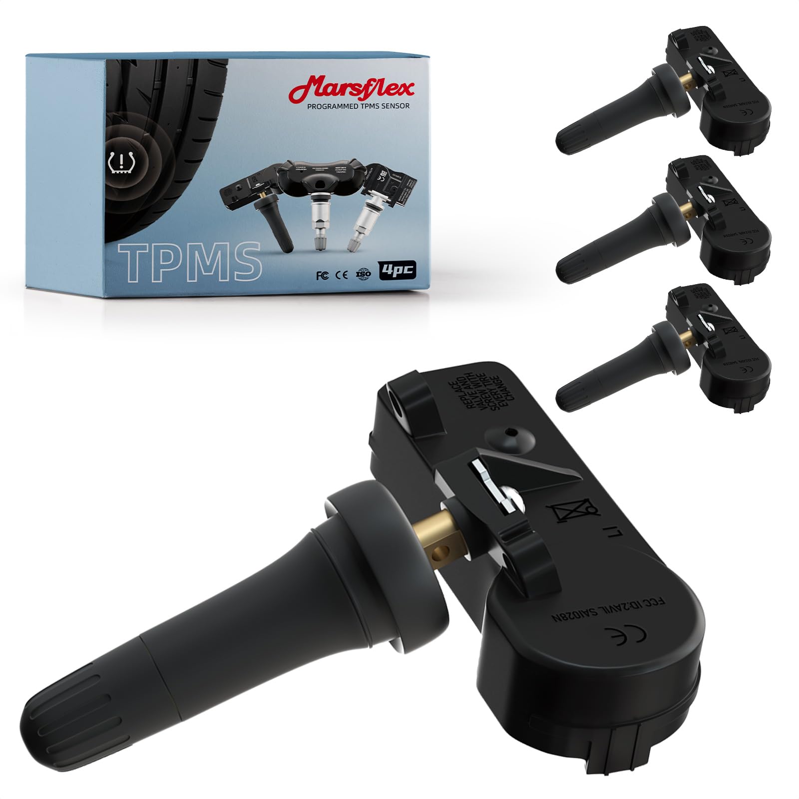Marsflex TPMS Sensor 4PCS Compatible for Ford F150 Mazda Lincoln Mercury Explorer Mustang Expedition Edge Escape Fusion, Tire Pressure Monitoring Sensor Replaces# 6F2Z-1A189-A, 7L1Z-1A189-A 315MHZ