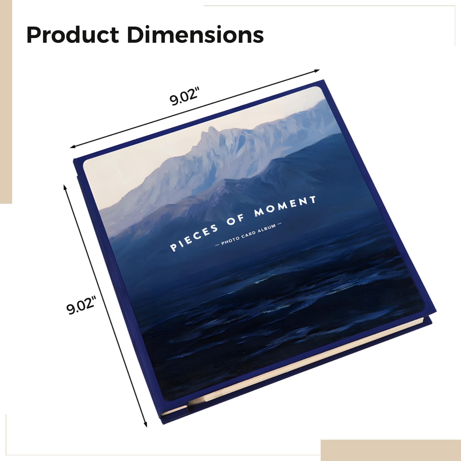 Album fotograficzny z okienkiem, oprawiony w skórę, 60 stron, tekst "Pieces Of Moment", na zdjęcia 5 x 7 i 6 x 8 cm