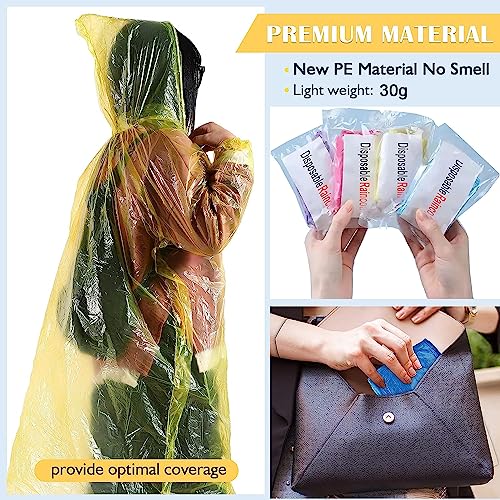 12-Pack Clear Hooded Rain Ponchos for Adults & Family - Image 3