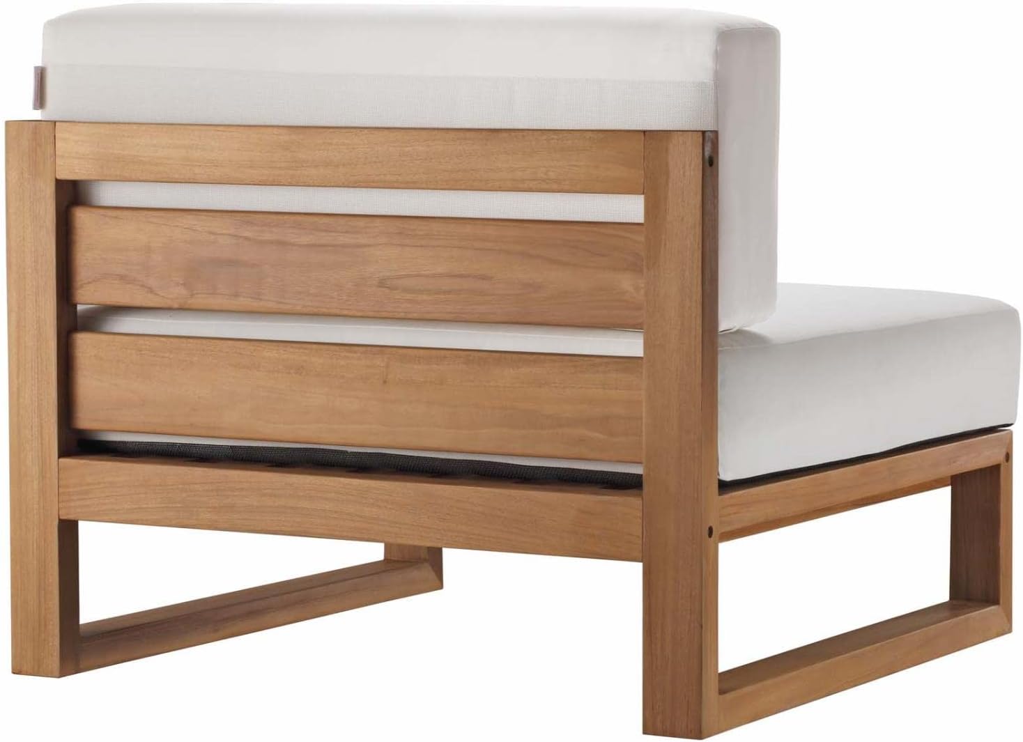 Modway EEI-4125-NAT-WHI Upland Patio Teak Wood Corner Chair, Natural White