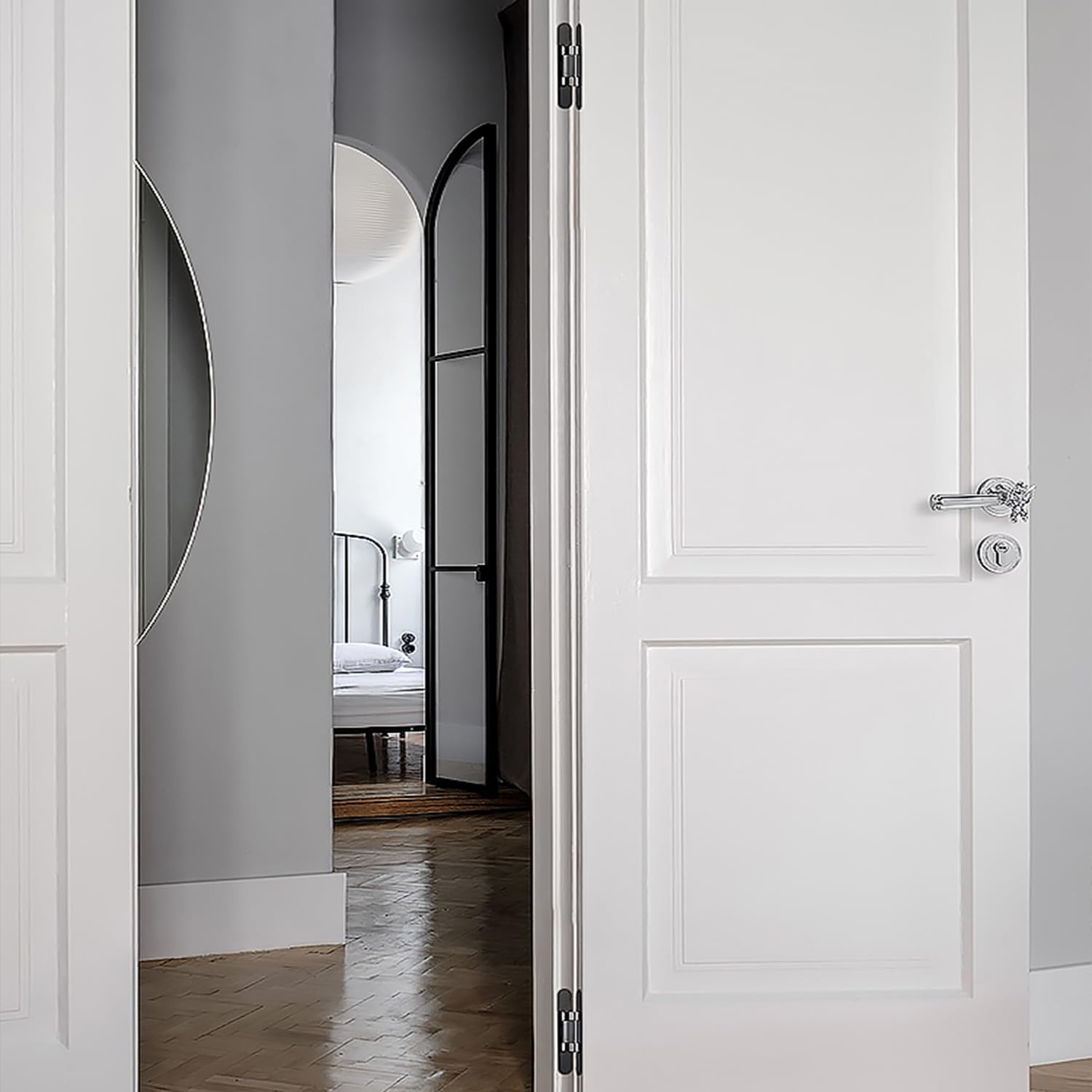 Paquete de 3 bisagras hidráulicas invisibles 3D ajustables resistentes para puerta oculta, oscilación de 180°, bisagra de amortiguación de cierre automático de puerta, montaje de mortaja,