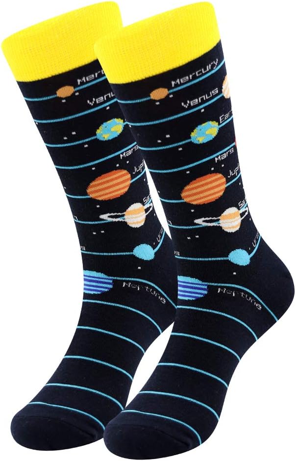 Men's Dress Cool Colorful Fancy Novelty Funny Casual Combed Cotton Crew Socks Pack Patterned Office Socks,Mid Calf Cool Crazy Socks Unique & Striking Design