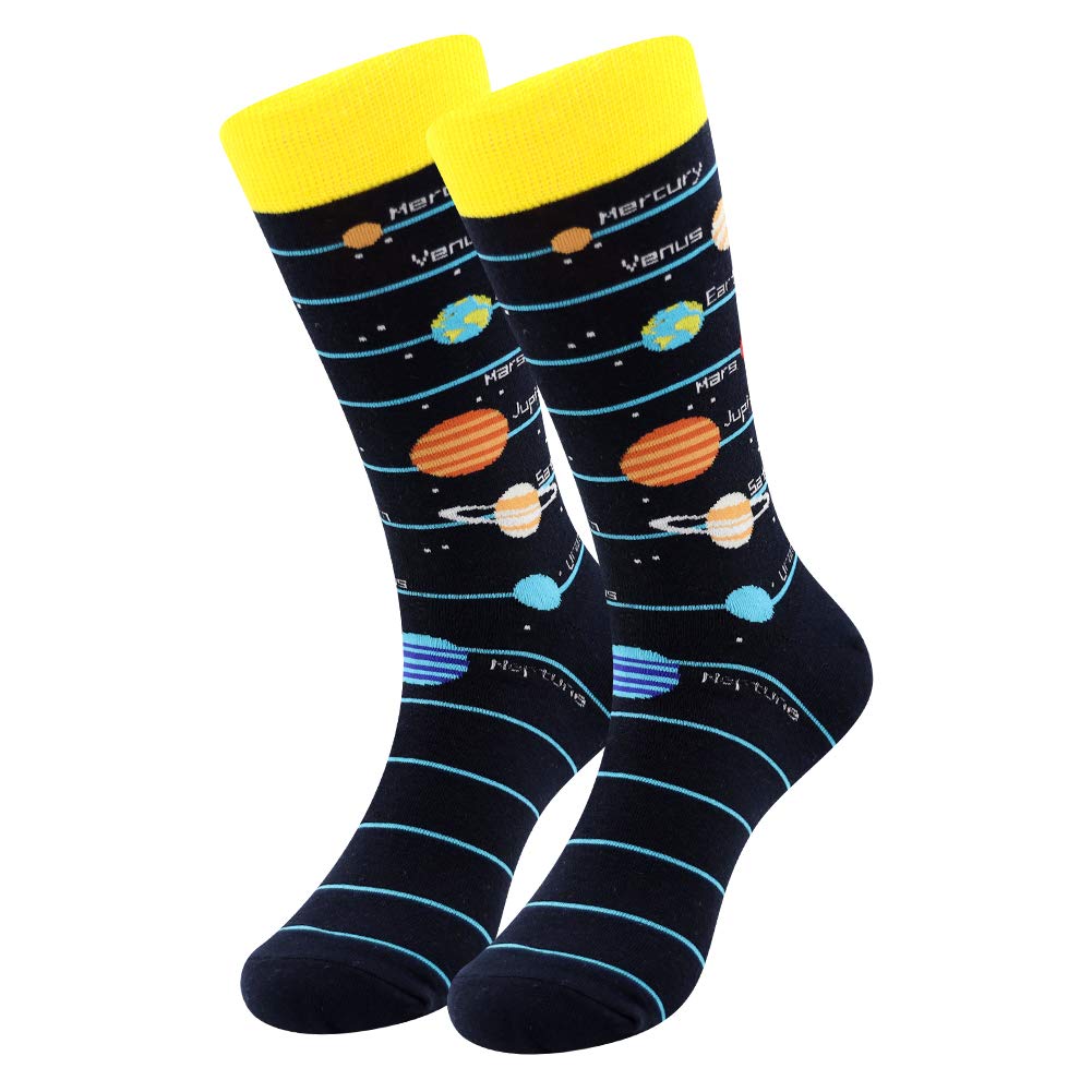 BONANGELMen's Dress Cool Colorful Fancy Novelty Funny Casual Combed Cotton Crew Socks Pack Patterned Office Socks,Mid Calf Cool Crazy Socks Unique & Striking Design