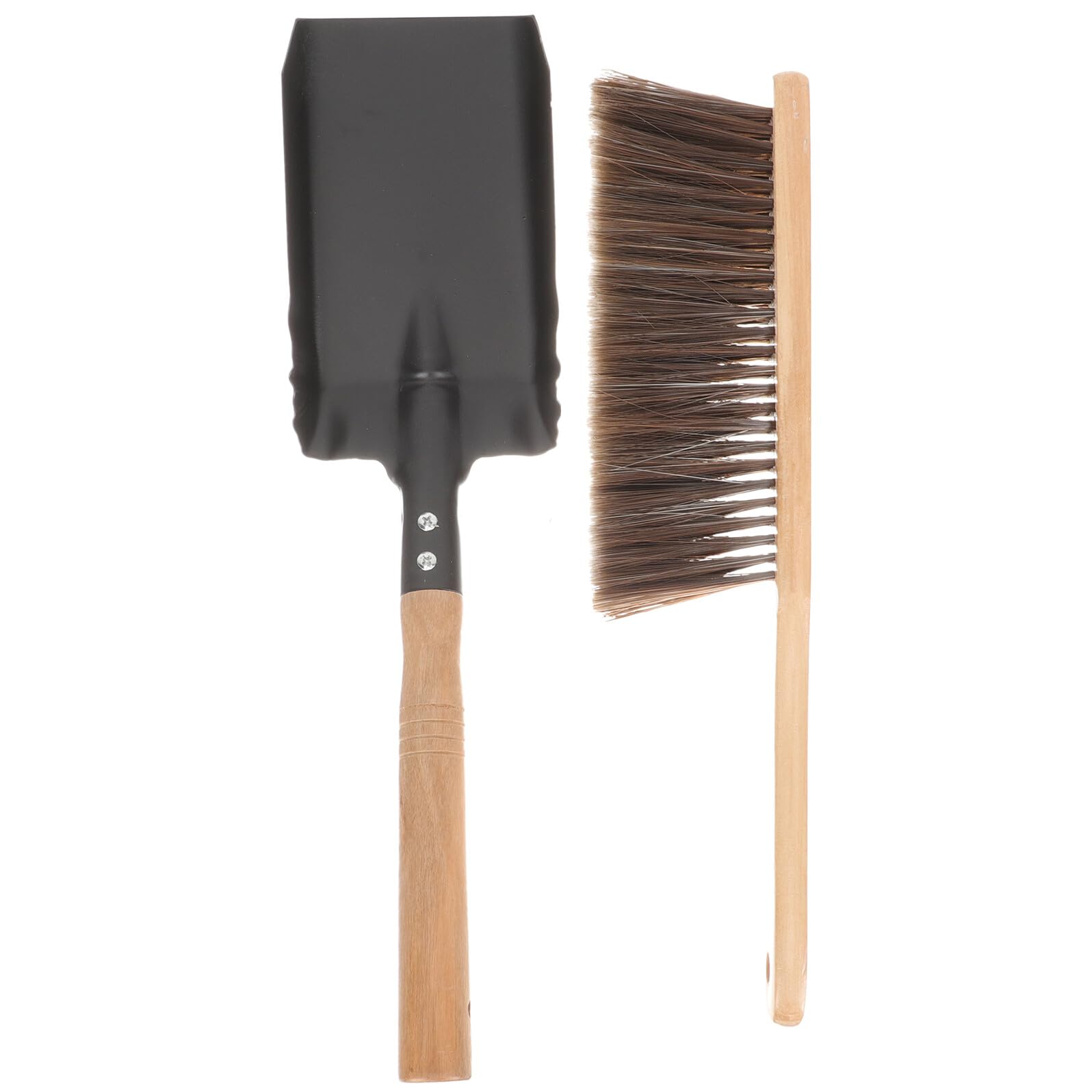 VALICLUD Set Attrezzi per Caminetto Pala per Cenere, Spazzola in Silicone e Spolverino, Manico in Legno Allungato per Pulizia Domestica e Rimozione Polvere Facilmente Riponibile