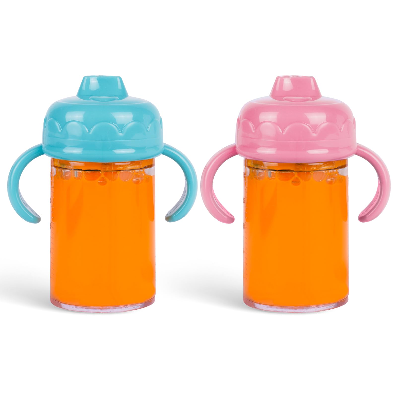 Aolso Magische Flasche,2 Stück New Born Baby Puppe Zubehör,Baby Puppe Milchfläschchen, Simulierte Fütterung - Flüssigkeit verschwindet beim Kippen für Babypuppen (rosa+blau)