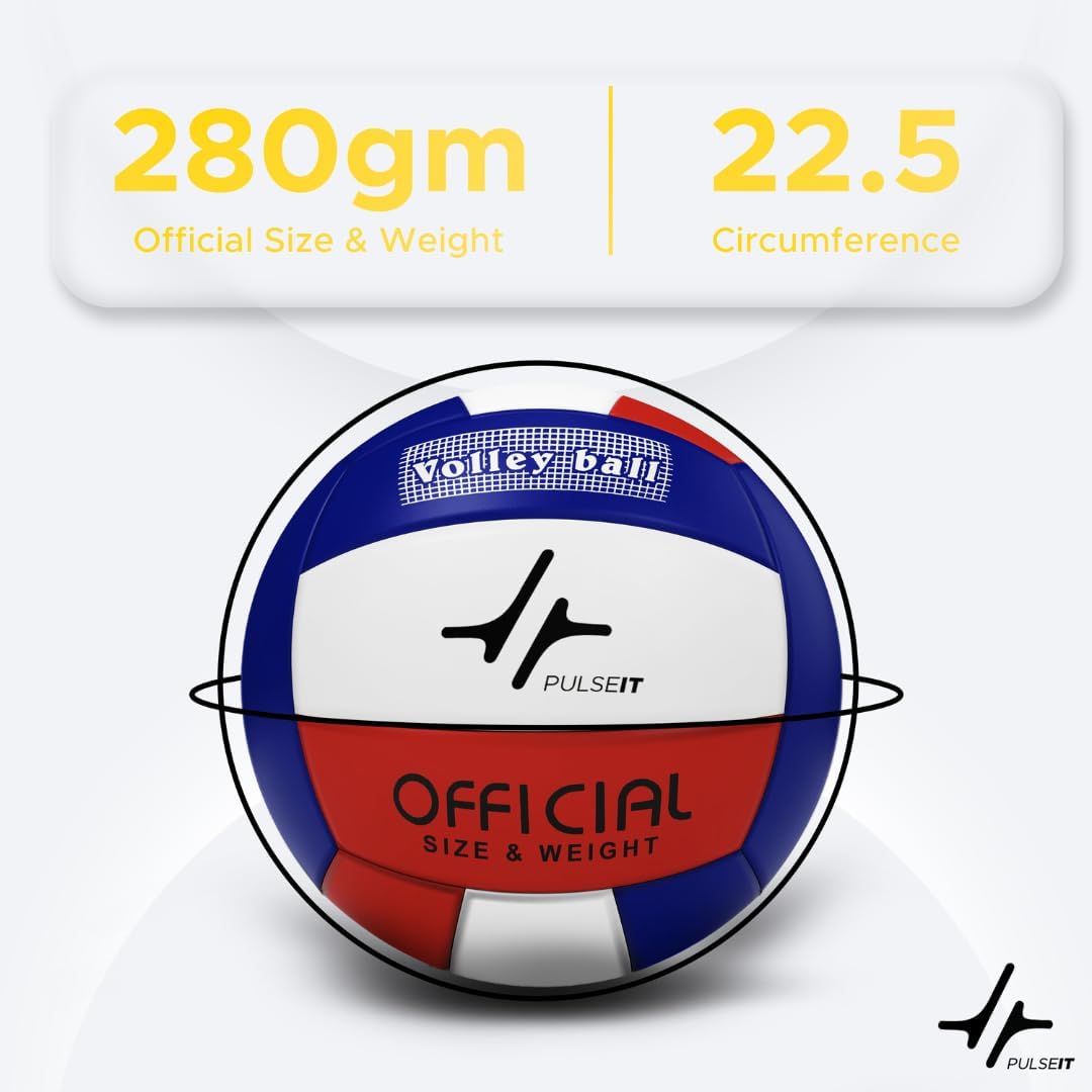 PulseServeX Volleyball, Size 5, 18 Panels, Rubber Machine Stitched, Smooth Matt Surface, Latex Bladder, Standard Training Ball for Outdoor Surfaces, Ideal for Training Sessions