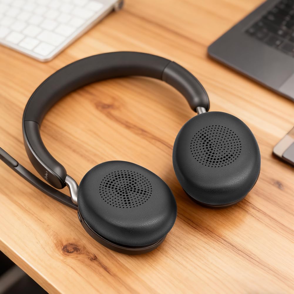 AXFEE Zamienne nauszniki do Jabra-Evolve2 65 (65MS 65UC USB)/Evolve2 40 (40UC 40MS USB)/Elite 45h bezprzewodowy zestaw słuchawkowy, wymienne nauszniki z najwyższej jakości miękką skórą proteinową