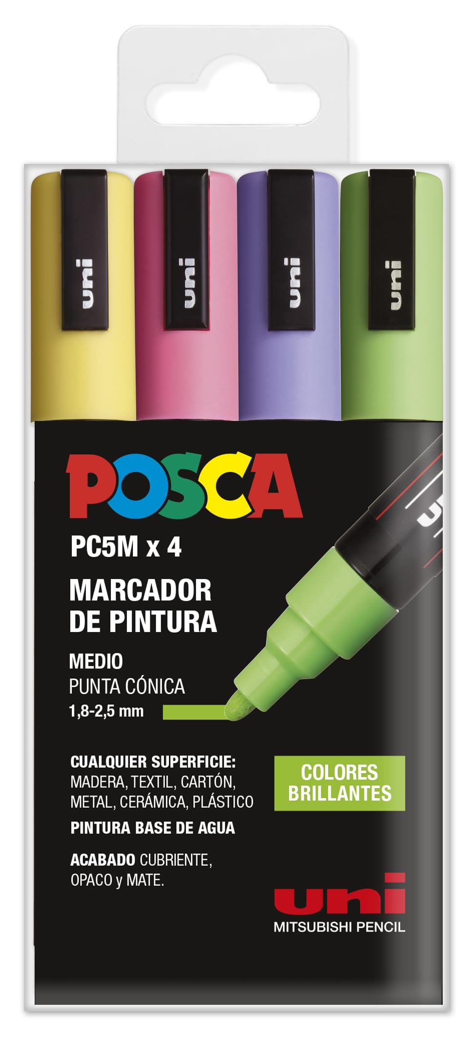 Posca estuche marcadores PC-5M Colores brillantes 4 Uds