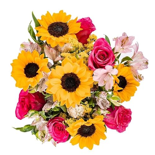 Arabella Bouquets Fall In Love | Yellow, Pink Fresh Flower Bouquet With Vase | Arabella Bouquets | Flowers For Delivery Congratulations, Best Wishes thumb #1