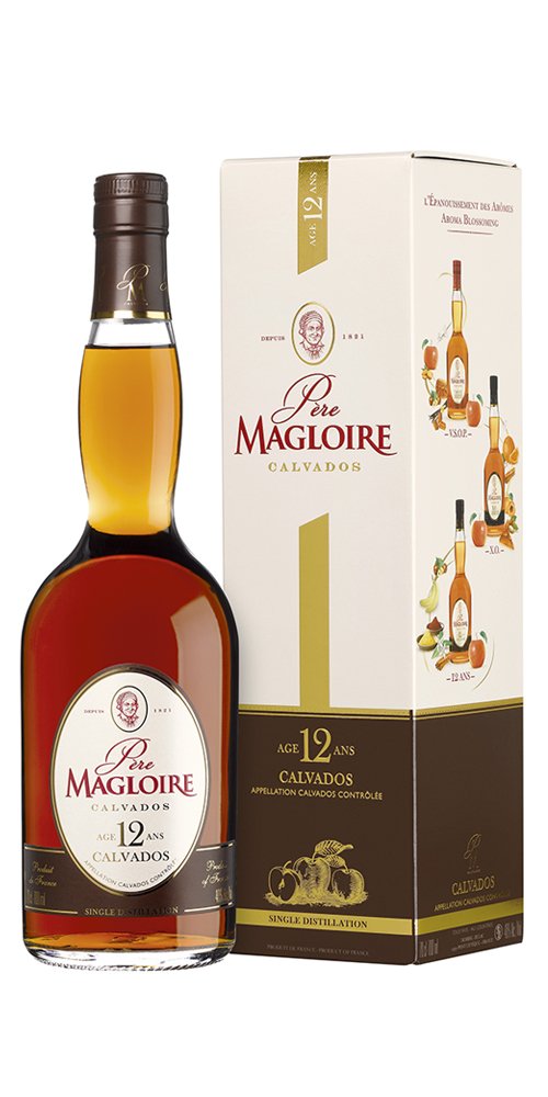 Père Magloire AOC Calvados 12 Year Old Brandy - 70cl, 40 Percent ABV - Premium Calvados Apple Normandy - Fresh and Balanced - Brandy Gifts for Men or Women