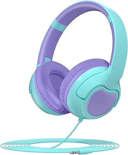 ZIHNIC Auriculares Bluetooth para niños, Auriculares inalámbricos para niños sobre la oreja con volumen de 85dB94dB limitado - azul