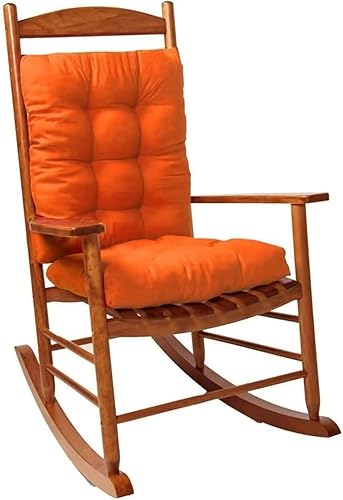 Miniatura 7 de Juego de 2 cojines para mecedoras para interiores y exteriores, cómodos cojines copetudos para sillas mecedoras con lazos, cojín para sillas de