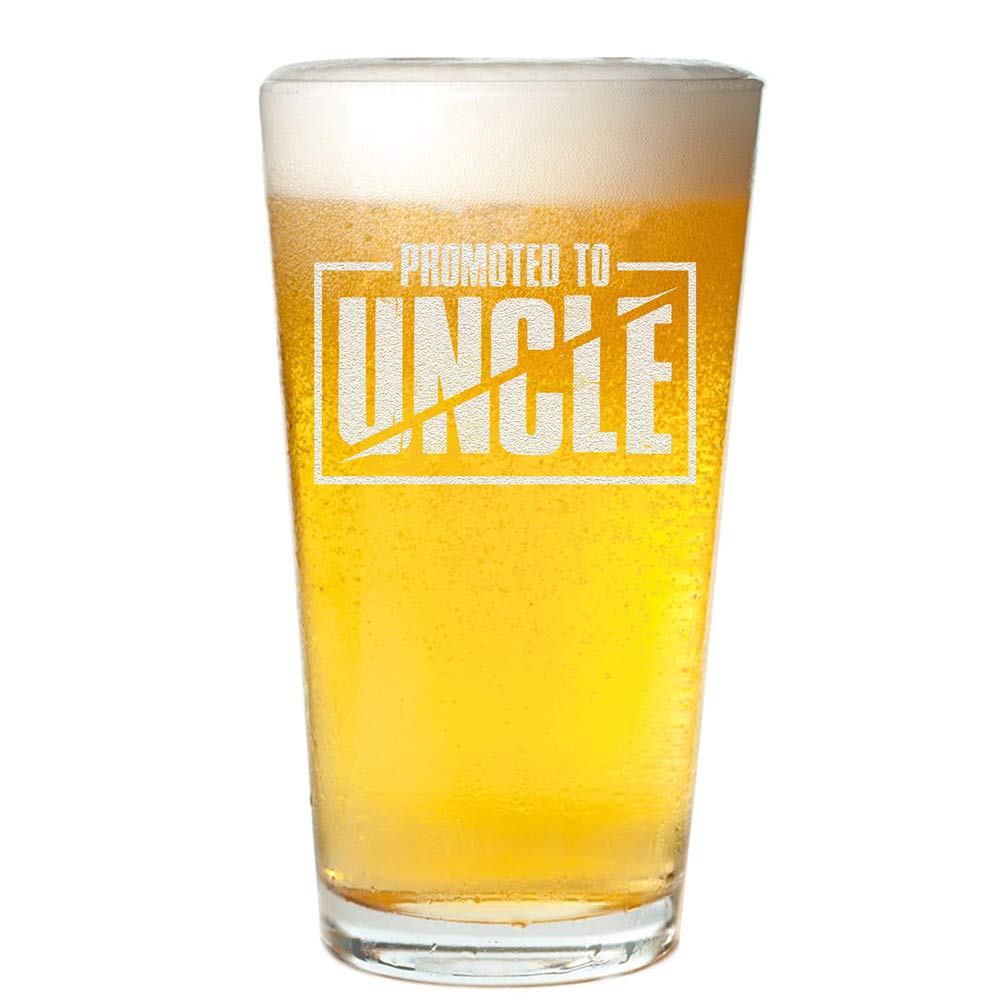Veracco Promoted To Uncle Surprise Pregnancy Announcement Birthday Gifts Fathers Day Beer Pint (Clear, Glass)