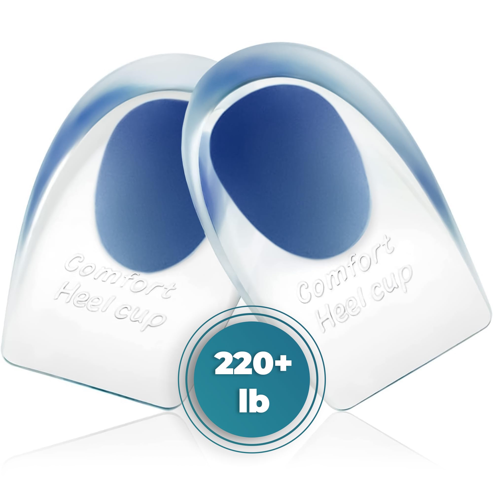 Heel Cups for Achilles Tendonitis & Plantar Fasciitis - 2 Pack Gel Shoe Inserts for Heel Pain Relief, Arch Support, for Women & Men