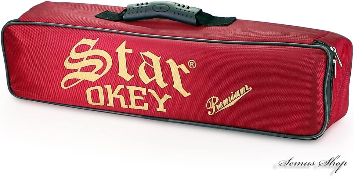 Semus Premium Holz Rummy/Okey Set – Dunkles Ahsap Okey Takimi mit handbemalten Melamin-Steinen, 104 Spielsteine, 2 Joker, 4 Aufsteller, Würfel, Tragetasche & Zubehör
