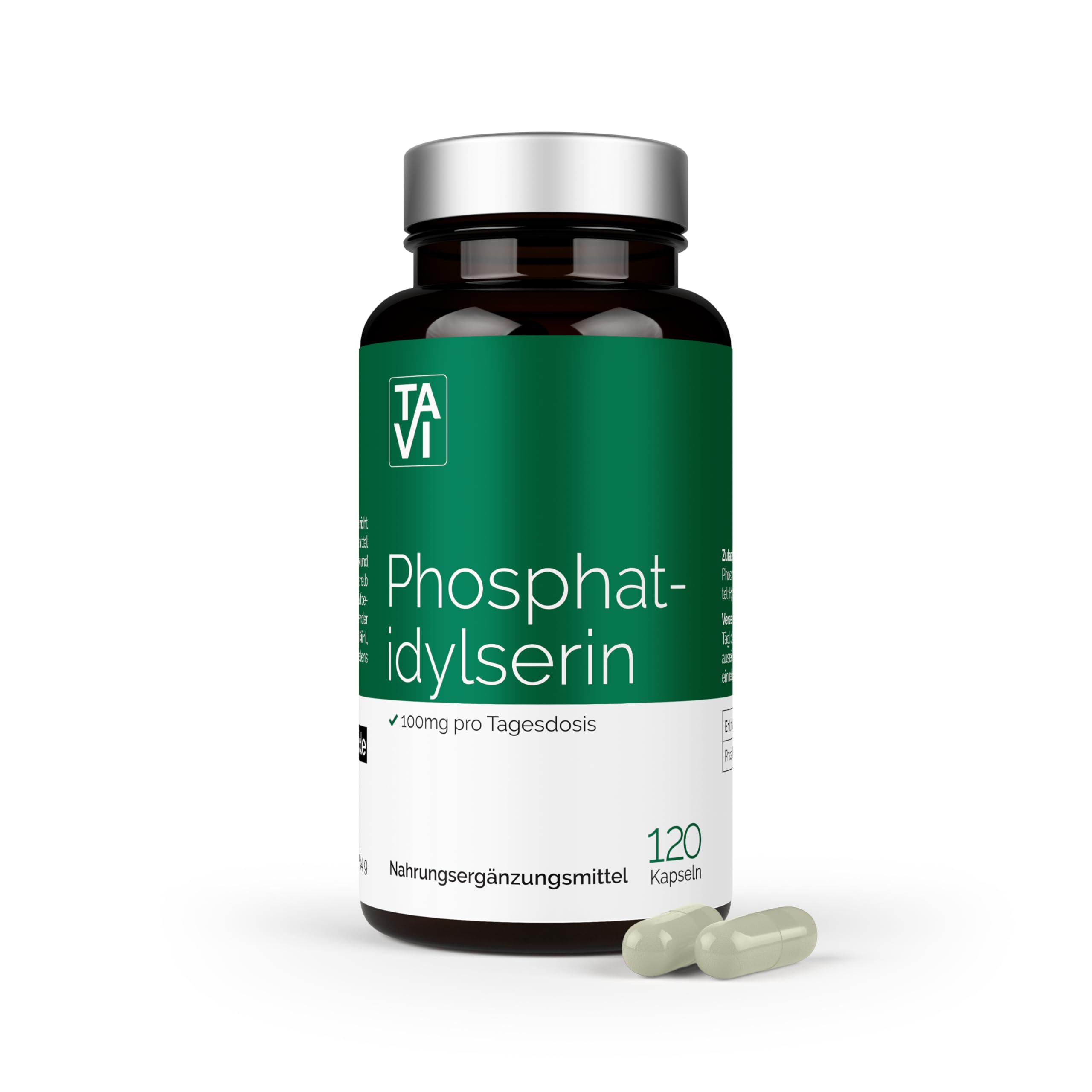TAVI® Phosphatidylserin • 120 Kapseln x 100mg • ohne Zusatzstoffe | Hergestellt und laborgeprüft in Deutschland