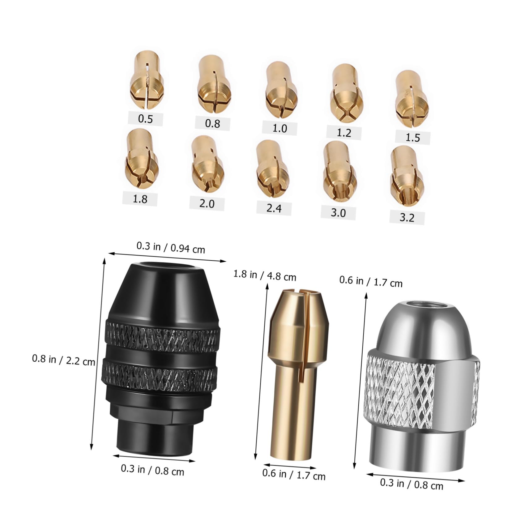 Holibanna Copper Sandwich Tool Set 15pc Drill Chuck Collet Kit Electric Collet Drill Bit Secure Grip Versatile Sizes