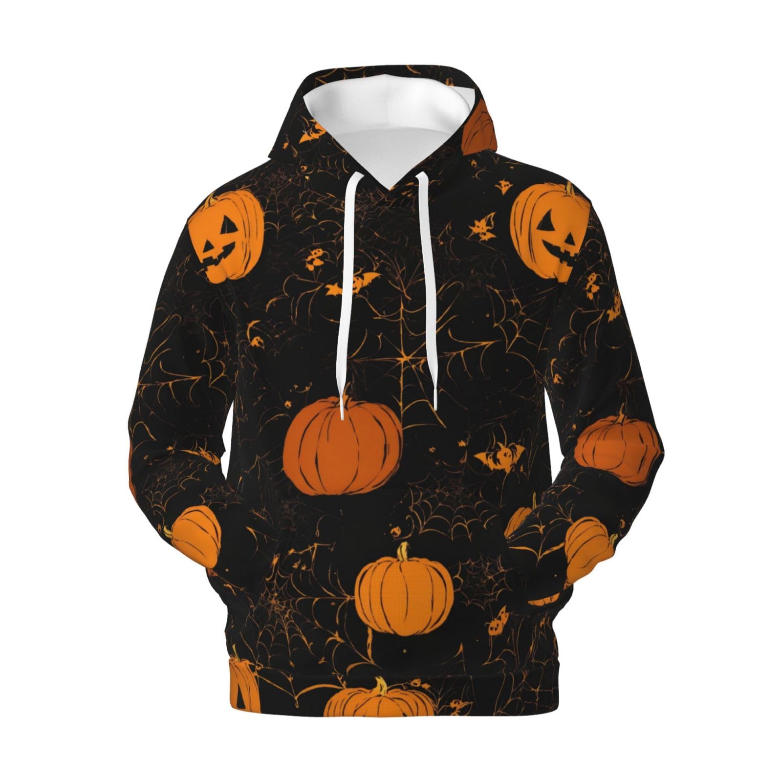 Męska bluza z kapturem z nadrukiem dyni na Halloween, casualowa grafika z nadrukiem bluzy z kapturem z kieszenią