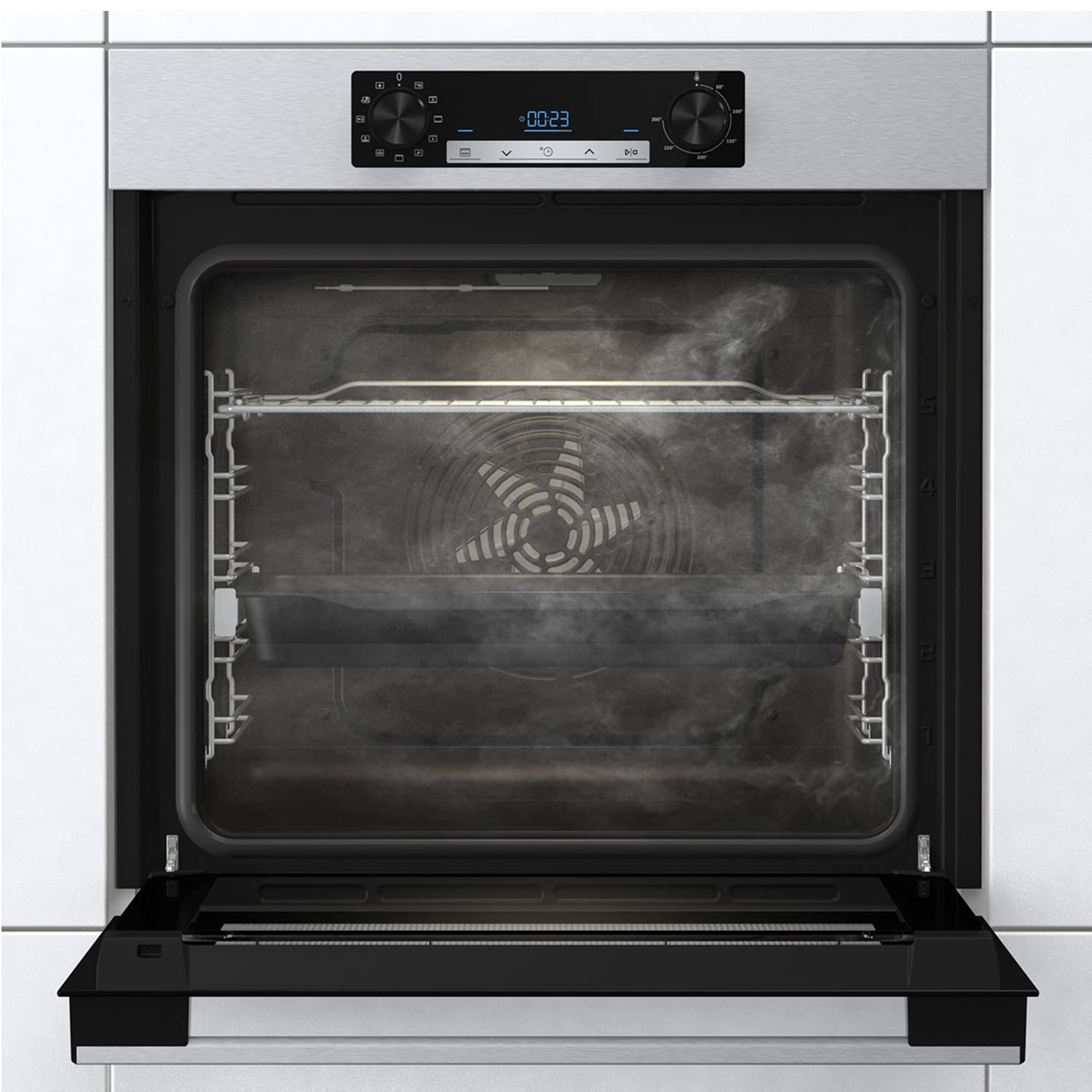 Hisense BI62216AX, Forno Multifunzione ventilato, Cavità XXL 77L, Pulizia Acqua Clean, 11 funzioni di cottura, Funzione pizza 300°C, Display Led, Comandi Touch, Preriscaldamento Rapido