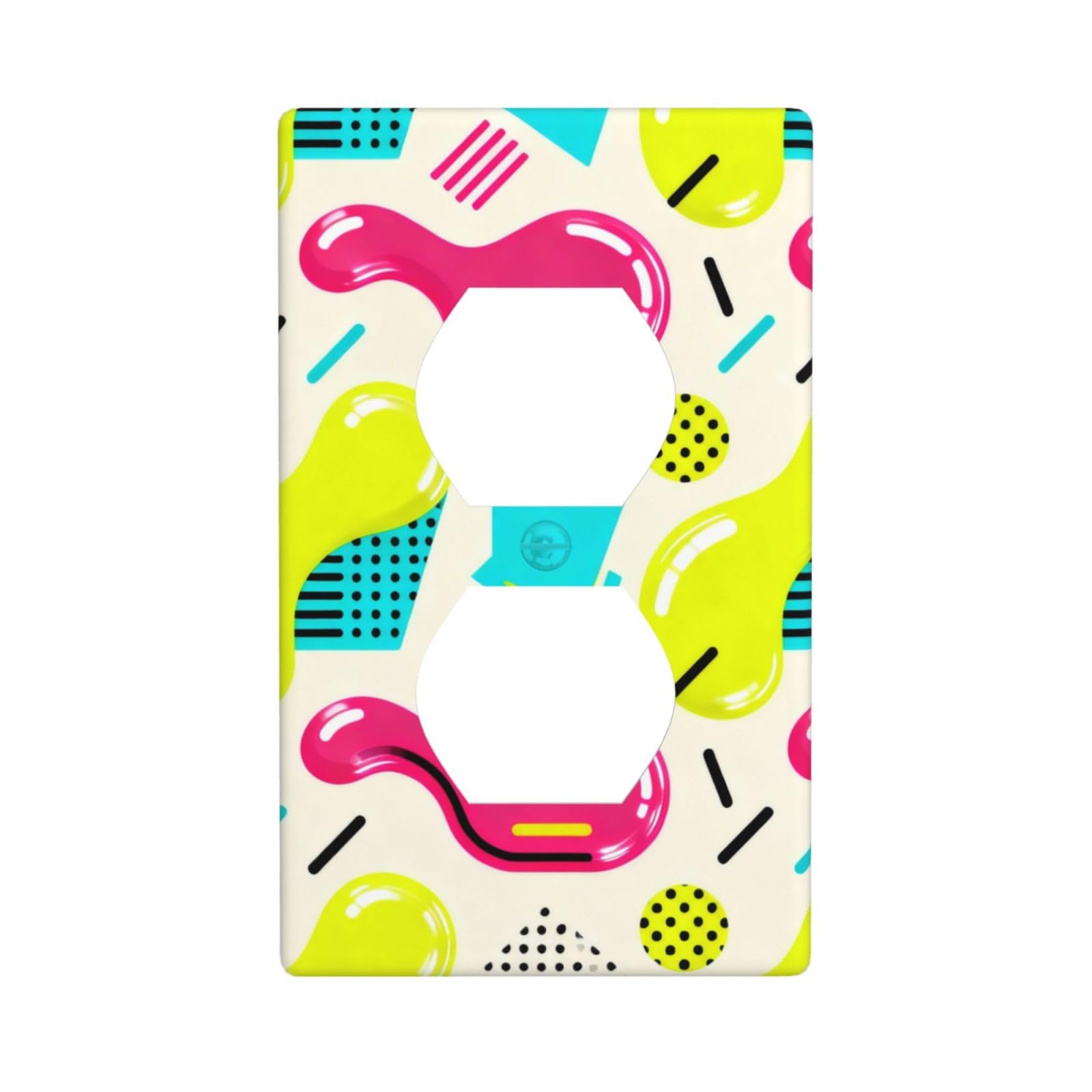 Seamless Memphis Decorative Switch Plate Cover-Unbreakable Polycarbonate Wall Plate for Home Office, 1 Gang with Screws