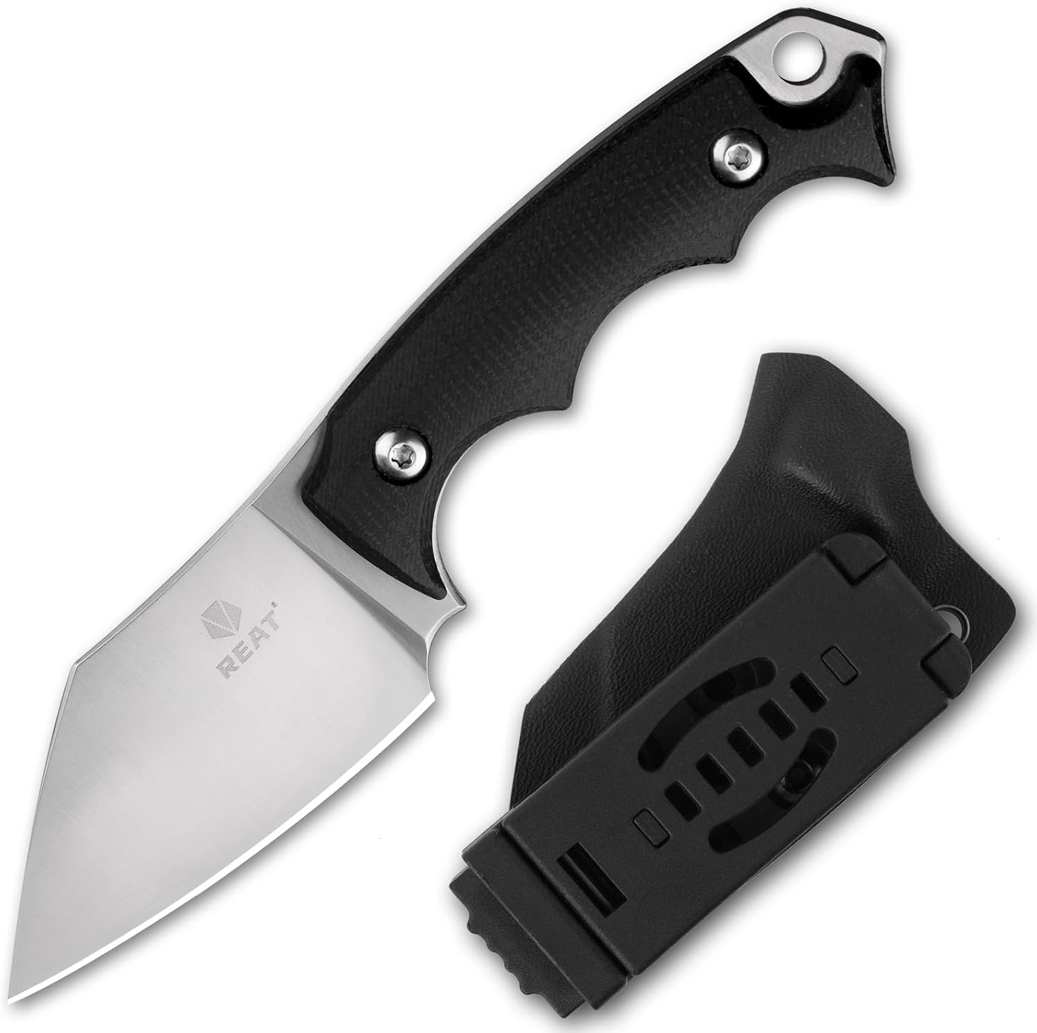REAT Fixed Blade Knife with Kydex Sheath, 2.3" D2 Steel Blade with Full Tang Design,Ergonomic Micarta Handle,Sharp Utility Knife,EDC Knife for Camping,Skining,Bushcraft,Hiking,Gifts for Men,Women