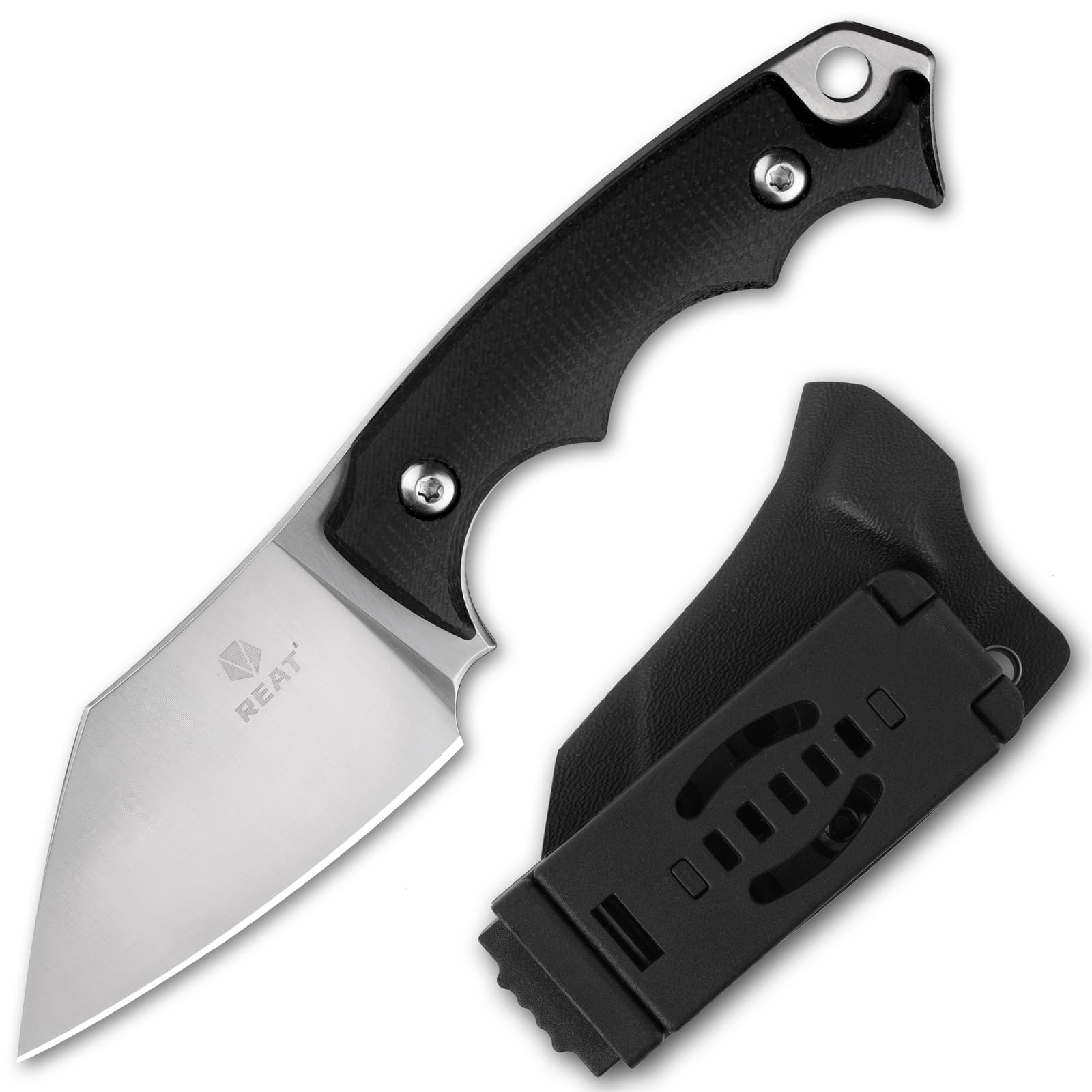 Fixed Blade Knife with Kydex Sheath, 2.3" D2 Steel Blade with Full Tang Design,Ergonomic…