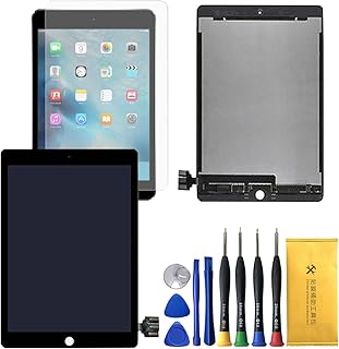 LCD Display Touch Screen Digitizer Replacement Assembly for iPad Pro 9.7 2016 A1673 A1674 A1675 Screen Parts with Tools Kit and with Tempered Glass (Black)