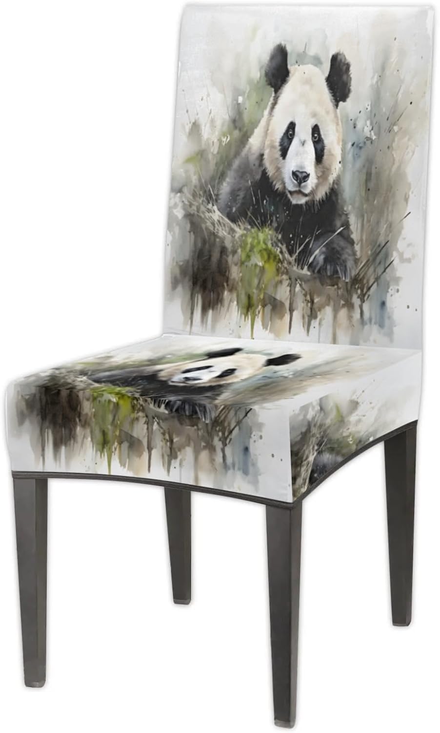 QsirBC Hand Painted Watercolour Panda Stretch Dining Room Chair Covers Set of 4 Chair Slipcovers Removable Washable Kitchen Seat Covers Chair Protectors for Hotel Party Wedding