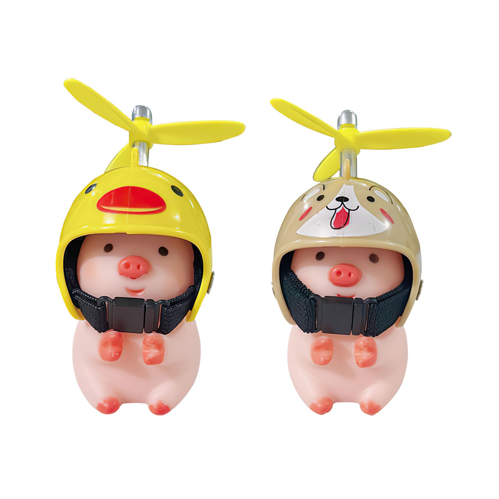 2 Pcs Yellow Duck Bike Bell LED Light Duck Car Ornament Bike Accessories Bike Handlebar Decoration Rubber Duck Toy Ornaments with Propeller Helmet for Car Bike Motorcycle