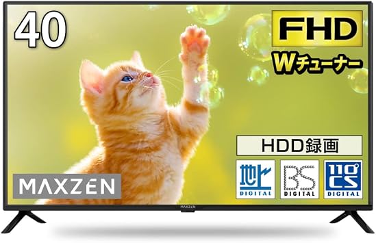 MAXZEN J40CH06 40-inch LCD TV, Full HD, 40 V, 40 inches, Game Mode, Rear Recording, External HDD Recording Function, Double Tuner