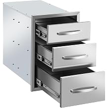 Outdoor Kitchen Drawers 13" W x 20" H x 21" D Built-in BBQ Drawer Stainless Steel Access Drawers for Outdoor Kitchen Island or Grill Station