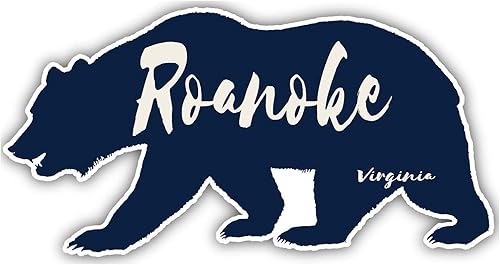 Roanoke Virginia Souvenir - Calcomanía de vinilo de 3 x 1.5 pulgadas, diseño de oso Roanoke Virginia Souvenir - Calcomanía de vinilo de 3 x 1.5 pulgadas, diseño de oso