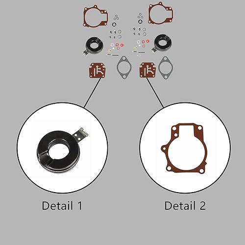 Miniatura 5 de ALL-CARB Paquete de 2 kits de reparación de carbohidratos con flotador de repuesto para Johnson Evinrude 396701 18 20 25 28 30 35 40 45 48 50 55 60