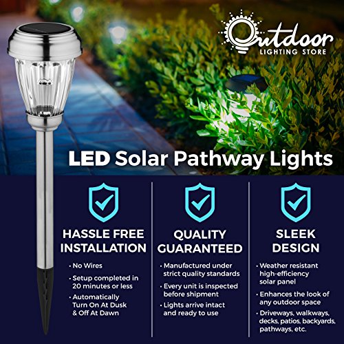 Set of 6 LED Solar Pathway Lights, Low Voltage, Wireless Solar Path Lights for Lawns, Gardens, Yards and More, Stainless Steel Pathway Lights to Brighten and Enhance The Look of Any Outdoor Space