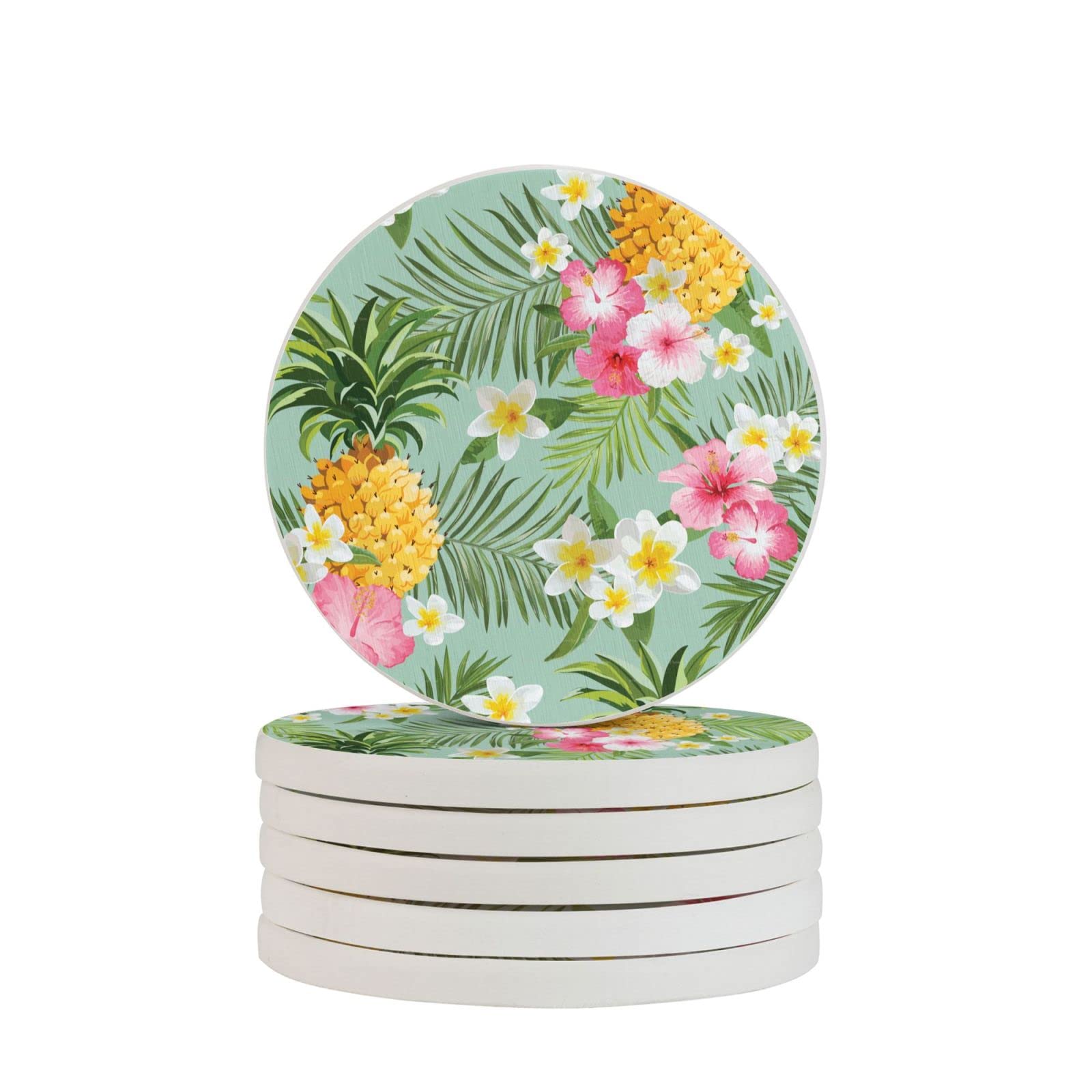 Hawaiian Pine Six Piece Drink Coaster for Tabletop Protection Place Mats for Home Decor