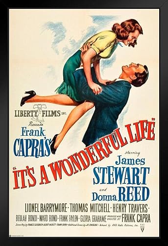 Póster de la película It's A Wonderful Life 1946, película de Navidad, vacaciones, retro, vintage, decoraciones navideñas, James Stewart Donna Reed,