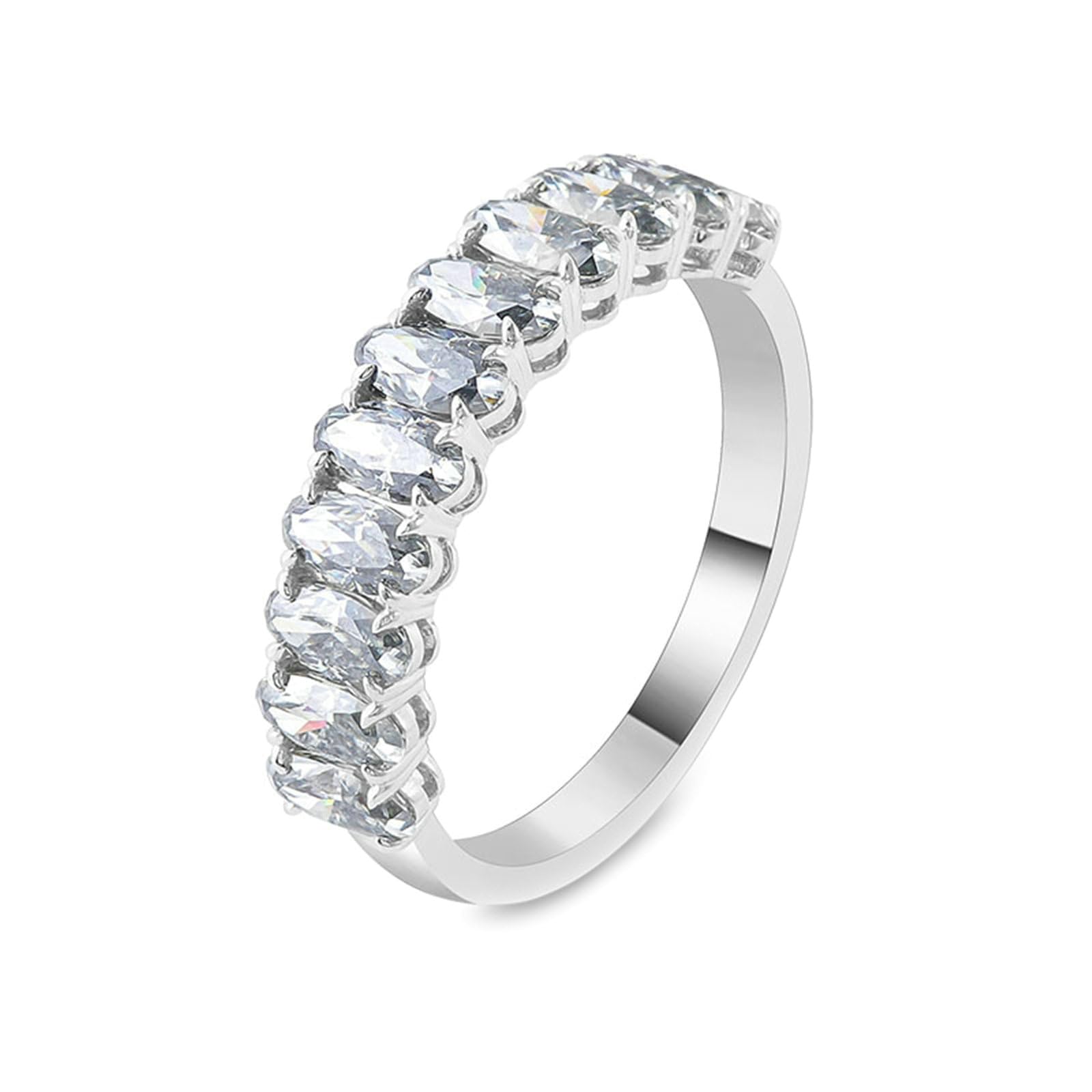 Pierścionek damski z prawdziwego złota próby 750, 18 ct, pierścionek zaręczynowy, pierścionek partnerski, pierścionek o połowie wieczności, owalne obrączki ślubne z moissanit dla kobiet, białe