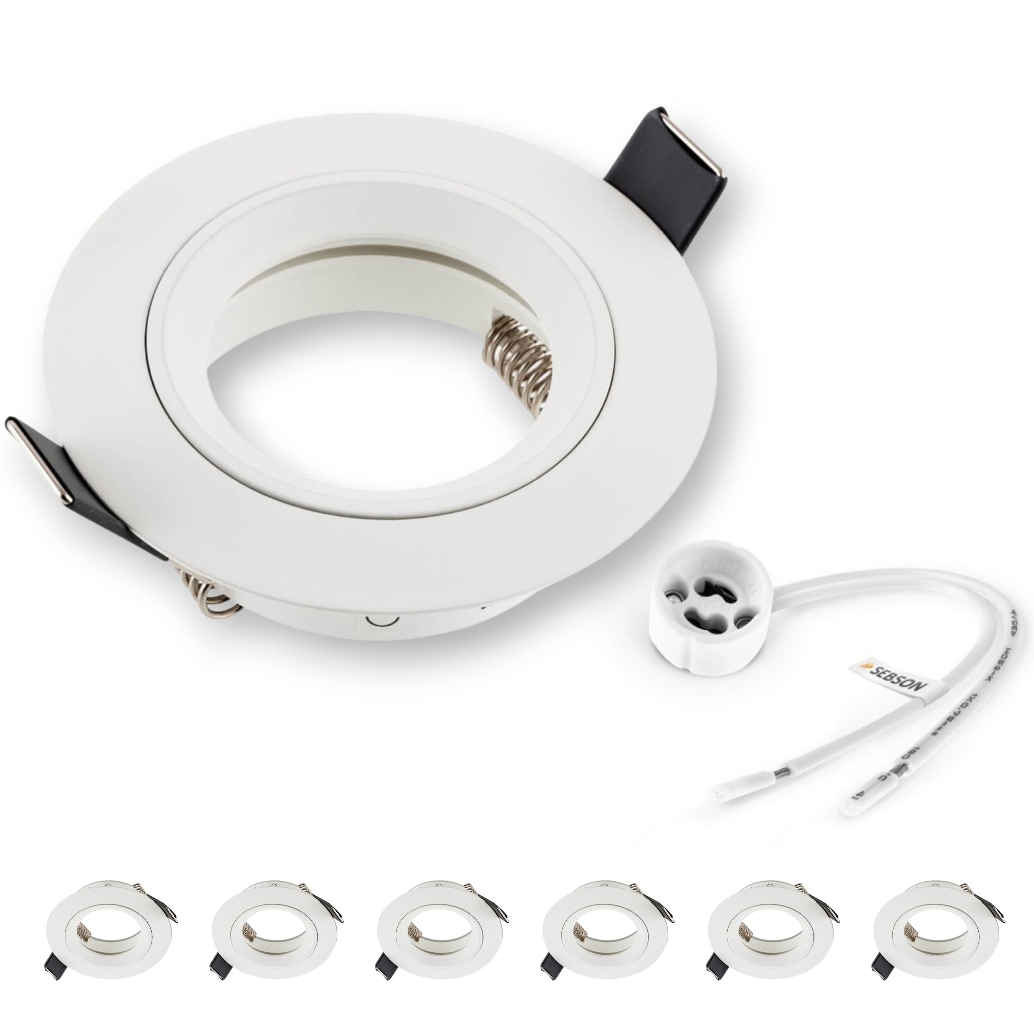 SEBSON Faretto da Incasso incl. Portalampada GU10 - Foro di Montaggio ø65mm | min. 60mm, max. 70mm - Faretti da Soffitto Bianco ø80x24mm - Set da 6
