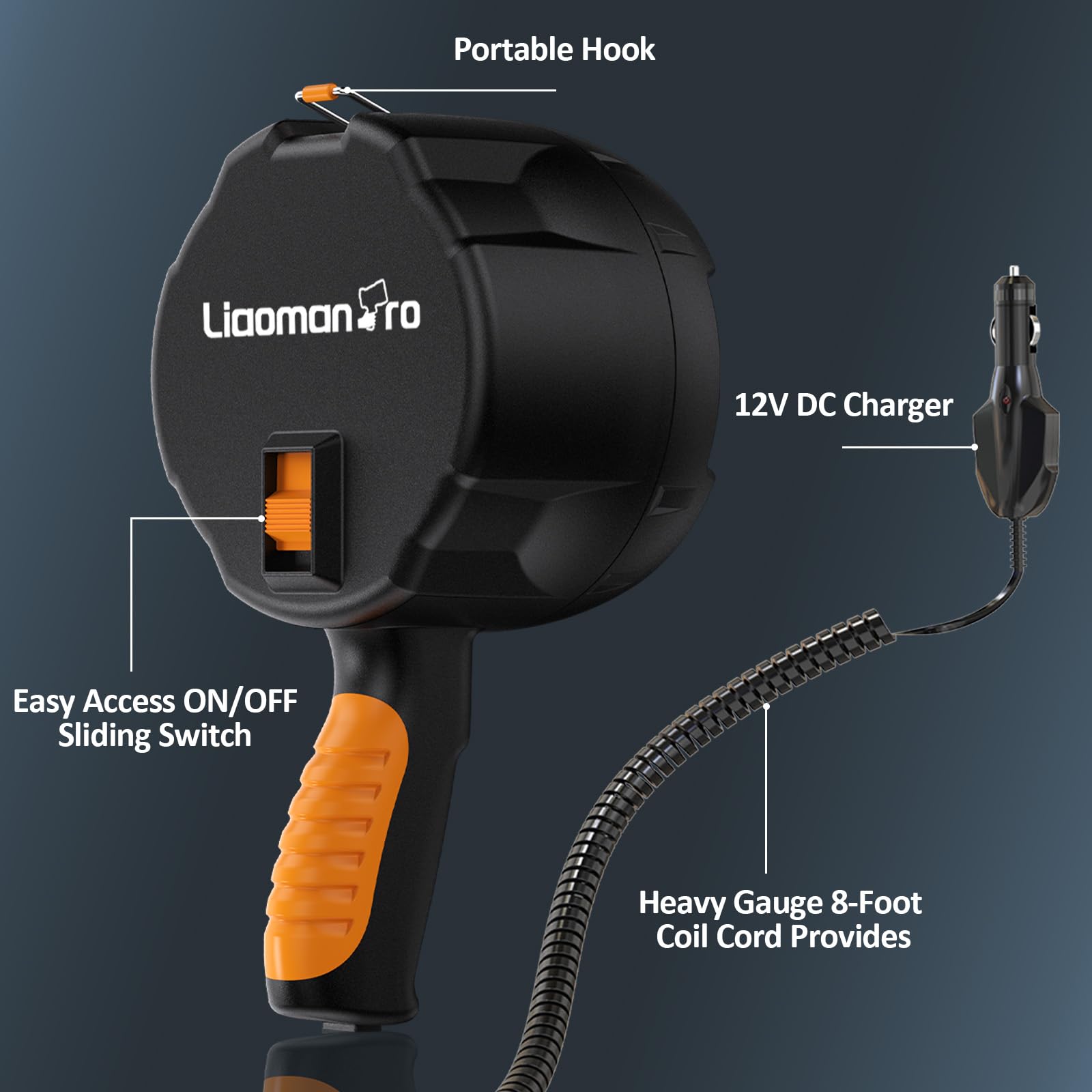 spotlight cigarette lighter GOODSMANN Outdoor Handheld 12v Spot Light 1200 Lumen spotlights with for Boat Marine Glare-Free Bright Plug in Spotlight for Car Corded Floodlight An articulated light head gives operators precise control over the beam position Liaoman Pro 12V Halogen Spotlight,