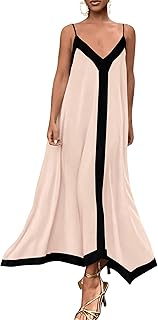 Women's 2025 Summer Maxi Dress Sleeveless V Neck Spaghetti Strap Flowy E...