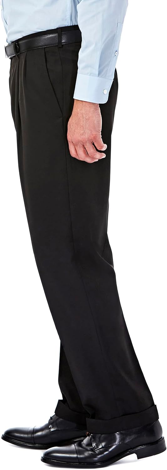 Haggar Men’s Hidden Expandable Waistband Classic Fit Pleated Front Gabardine Dress Pant - Image 2