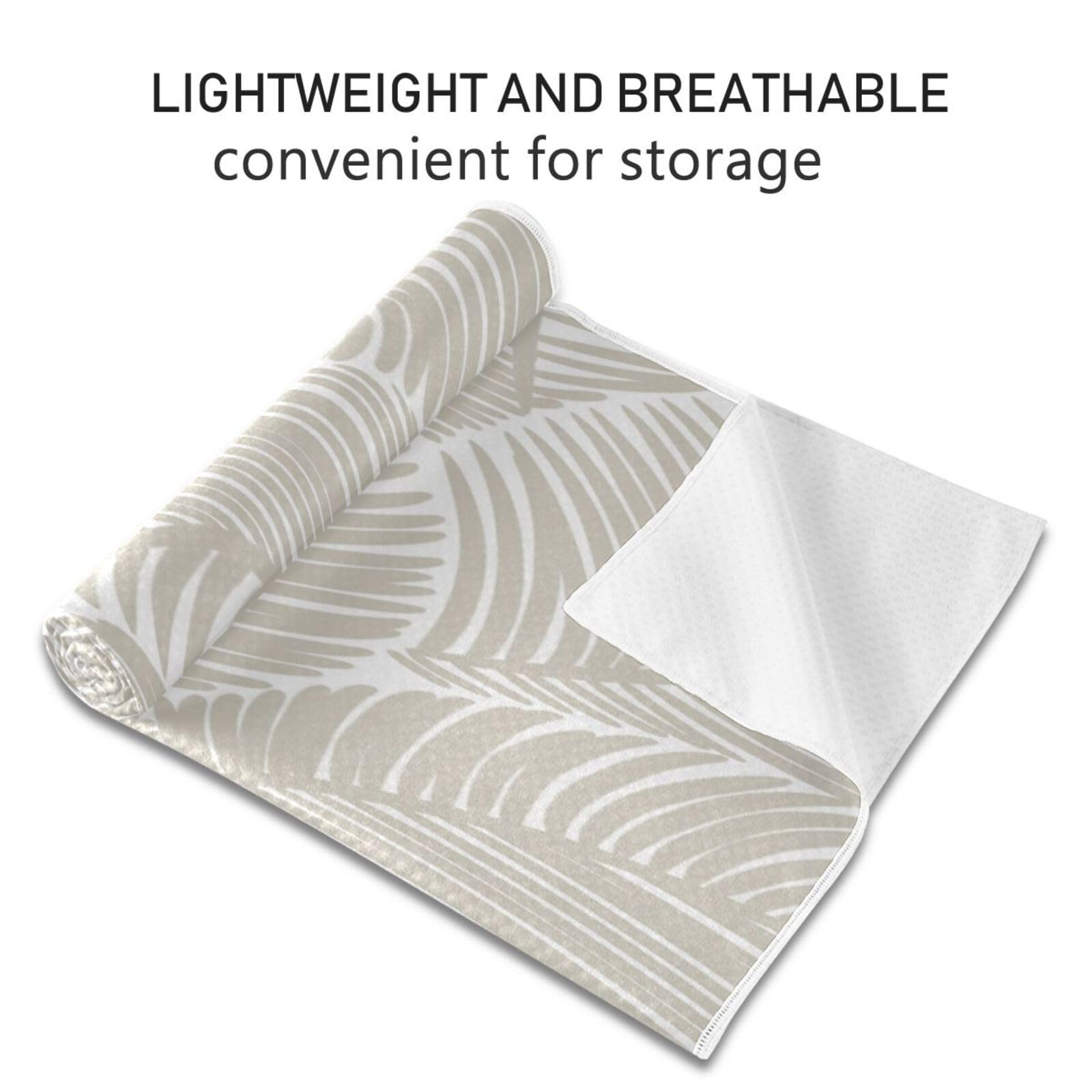 MAOBLYR Beige Leaves Yoga Towel, Non-slip Hot Yoga Towel with Organizer Bag, Easy to Travel, Suitable for Hot Yoga, Pilates and Fitness