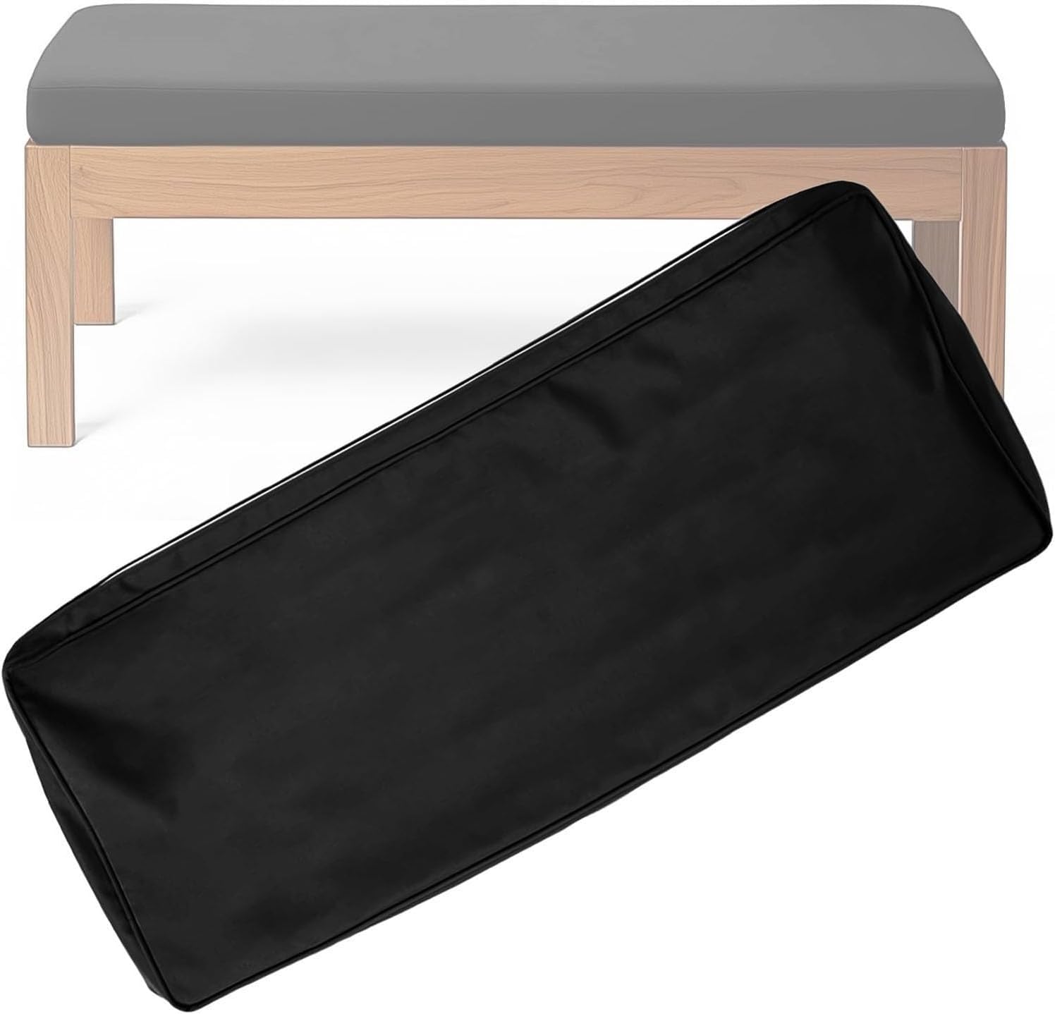 Abdeckung für Gartenbank, wasserdicht, rutschfest, 10 cm dick, leicht zu reinigen, mit Bändern, für Garten, Terrasse, Schaukel, Schwarz, 195 x 60 x 10 cm / 77x24x4in