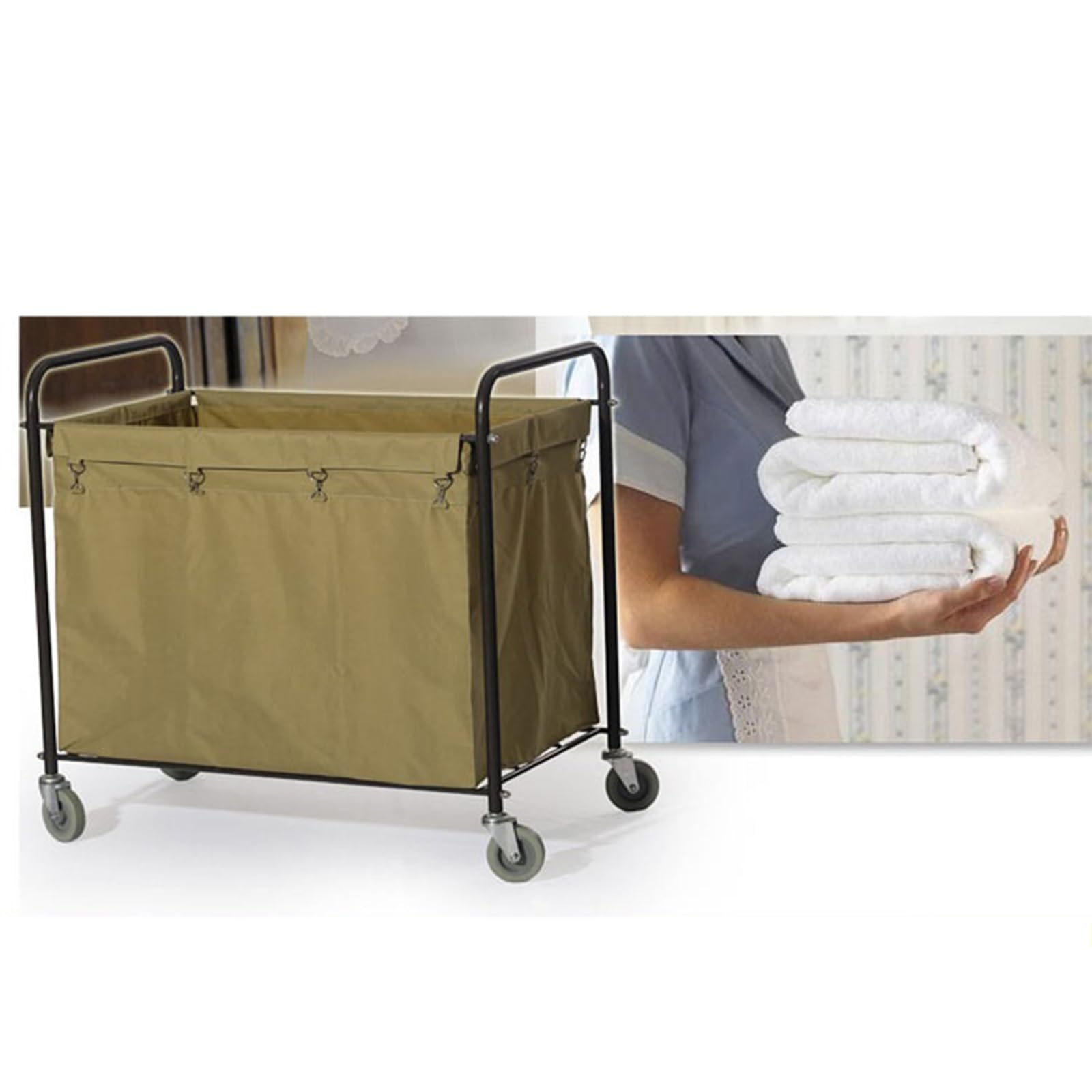 Carrito de servicio de habitaciones de acero inoxidable, carrito de limpieza resistente para limpieza y saneamiento eficientes, ideal para hostelería y uso comercial