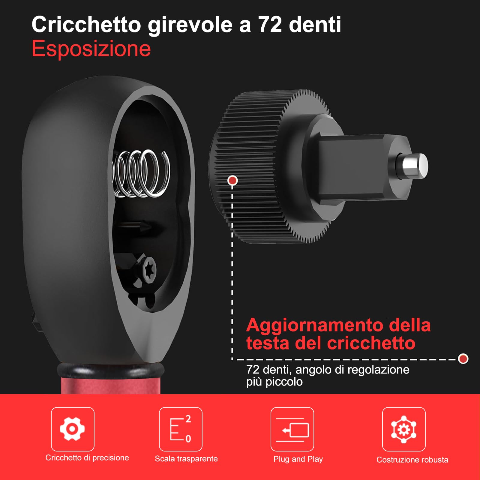 ATsafepro Chiave Dinamometrica 3/8'',5-60 Nm, Precisione ±3% con 72 Denti, Chiave Dinamometrica per Bicicletta, Moto e Auto Manutenzione del Veicolo