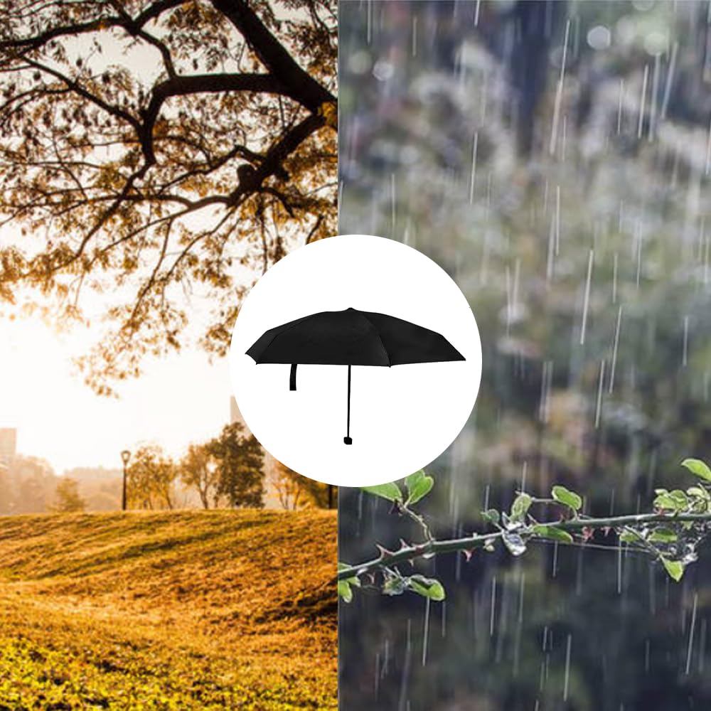Kompaktowy parasol, parasol kieszonkowy z 6 żebrami, ochrona przed słońcem, ochrona przed promieniowaniem UV, składany parasol na słońce i deszcz (czarny), czarny, 90*55