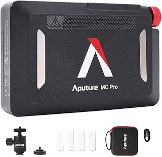 Aputure MC Pro RGBWW Mini LED Video Light Mini Portable On Camera Film Light,CCT Range of 2000K-10000K,App with USB-C PD and Wireless Charging(Upgraded)
